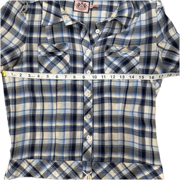 Vintage Juicy Couture Womens Dress Blue Plaid Tunic Western Size 2 Belted 90s - Picture 10 of 10